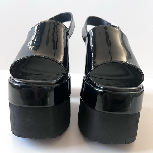 Dolls Kill Current Mood Black Patent Platform Sandals Heels Size 6 - Picture 2 of 14